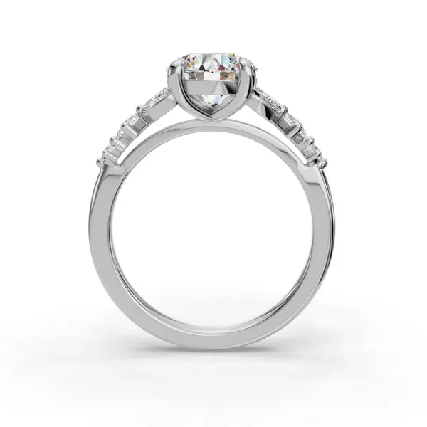 18K White Gold Round Engagement Ring Setting Image 2 SVS Fine Jewelry Oceanside, NY