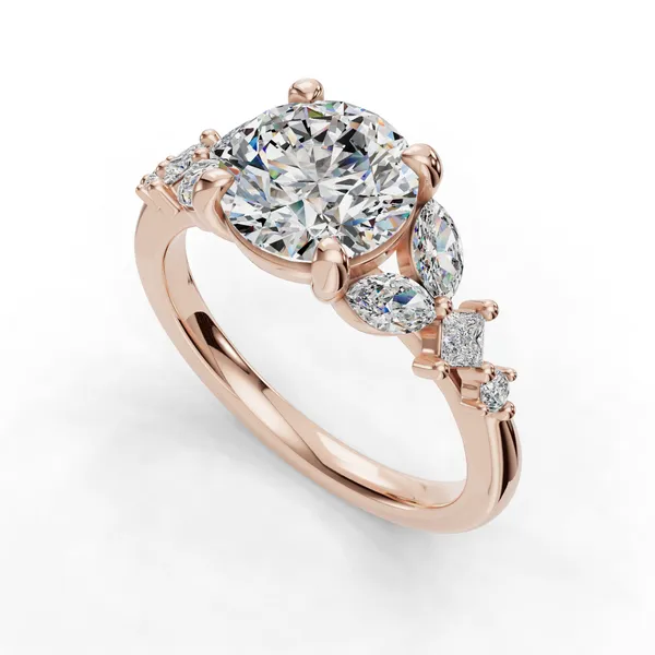 18K Rose Gold Round Engagement Ring Setting SVS Fine Jewelry Oceanside, NY