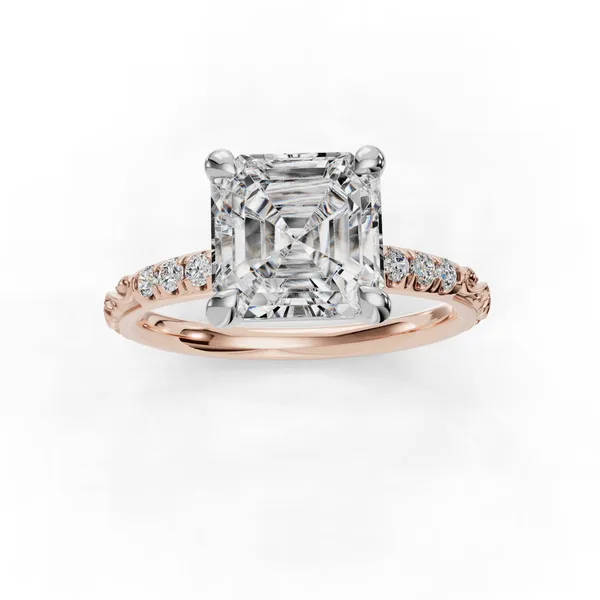 14K Rose Gold Asscher Engagement Ring Setting Image 4 SVS Fine Jewelry Oceanside, NY