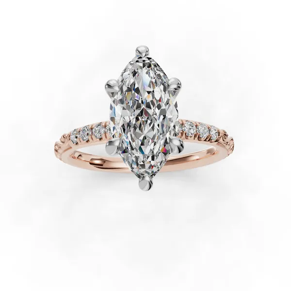14K Rose Gold Marquise Engagement Ring Setting Image 4 SVS Fine Jewelry Oceanside, NY