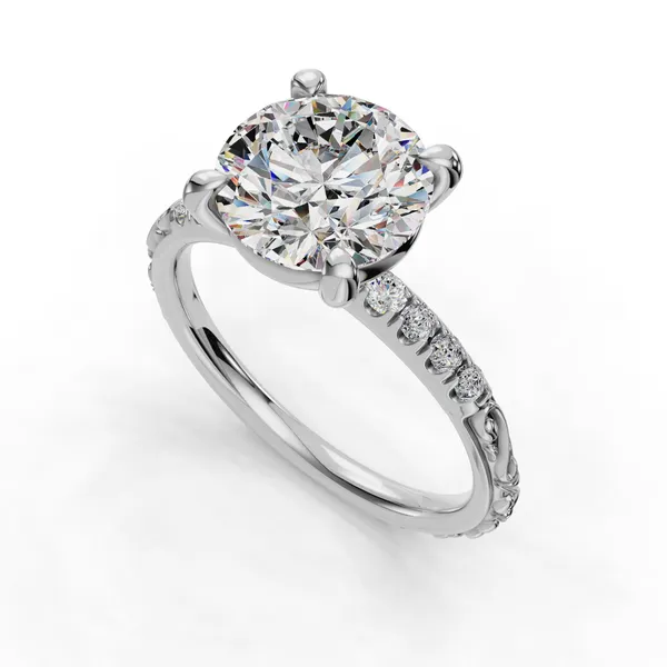 14K White Gold Round Engagement Ring Setting SVS Fine Jewelry Oceanside, NY