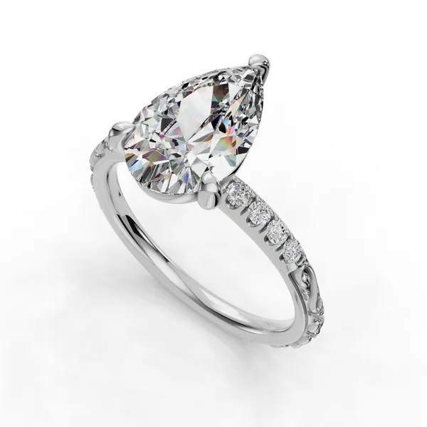 14K White Gold Pear Engagement Ring Setting SVS Fine Jewelry Oceanside, NY