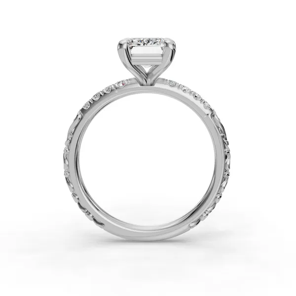 14K White Gold Emerald Engagement Ring Setting Image 2 SVS Fine Jewelry Oceanside, NY