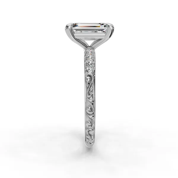 14K White Gold Emerald Engagement Ring Setting Image 3 SVS Fine Jewelry Oceanside, NY