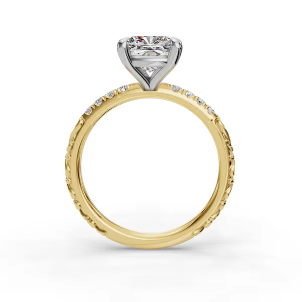 14K Yellow Gold Cushion Engagement Ring Setting Image 2 SVS Fine Jewelry Oceanside, NY