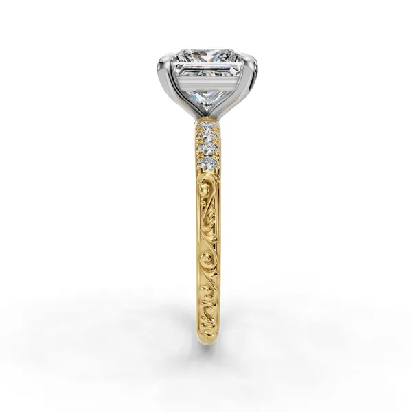 14K Yellow Gold Princess Engagement Ring Setting Image 3 SVS Fine Jewelry Oceanside, NY