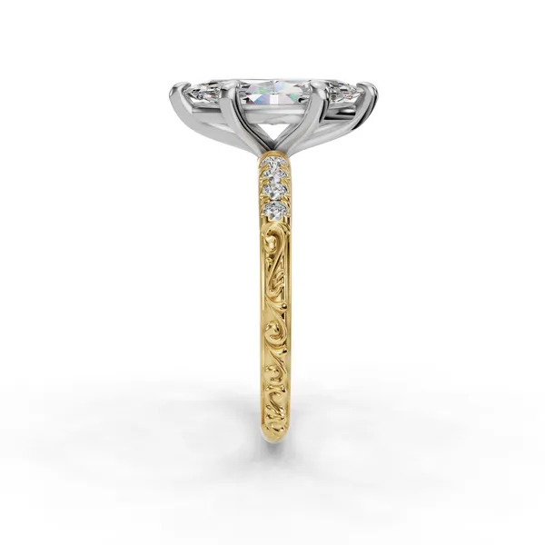 14K Yellow Gold Marquise Engagement Ring Setting Image 3 SVS Fine Jewelry Oceanside, NY