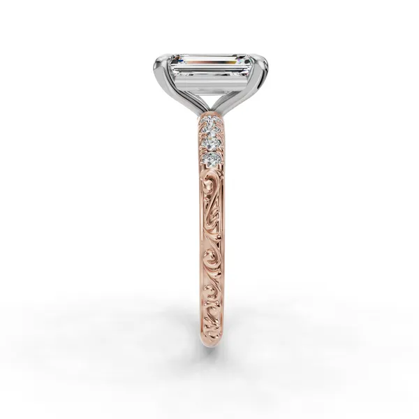 18K Rose Gold Emerald Engagement Ring Setting Image 3 SVS Fine Jewelry Oceanside, NY