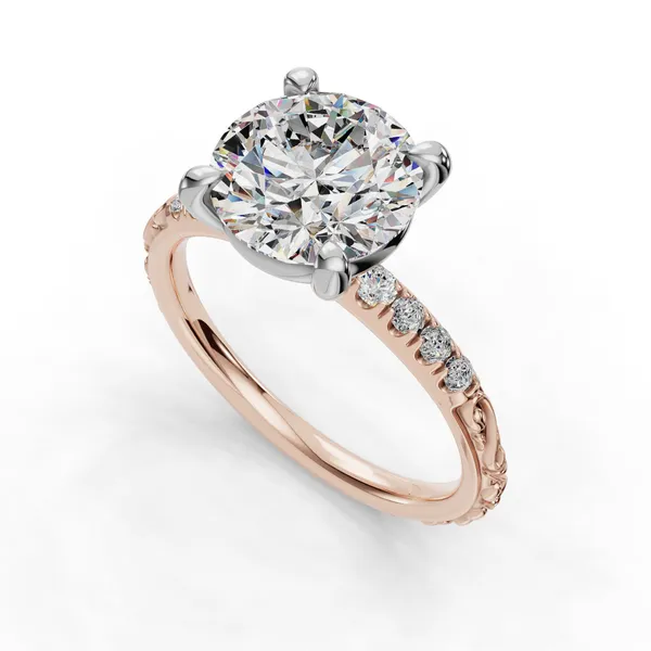 18K Rose Gold Round Engagement Ring Setting SVS Fine Jewelry Oceanside, NY