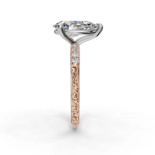 18K Rose Gold Pear Engagement Ring Setting Image 3 SVS Fine Jewelry Oceanside, NY