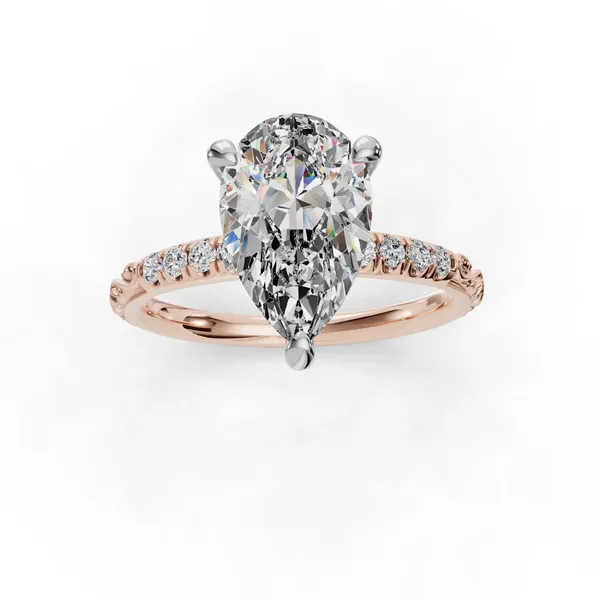 18K Rose Gold Pear Engagement Ring Setting Image 4 SVS Fine Jewelry Oceanside, NY