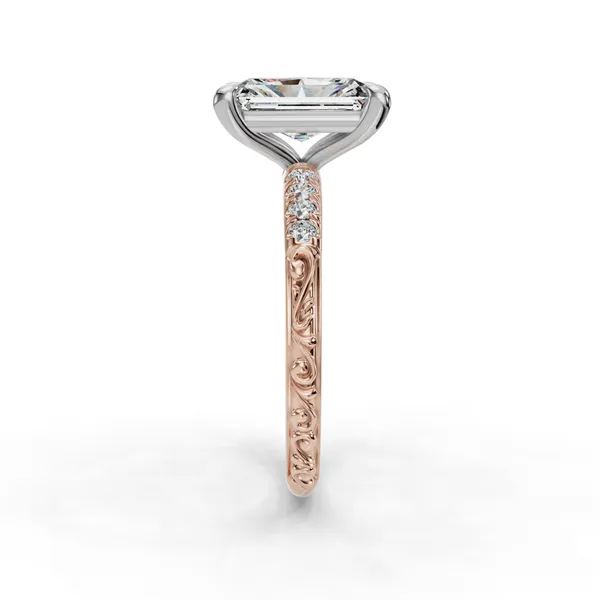 18K Rose Gold Radiant Engagement Ring Setting Image 3 SVS Fine Jewelry Oceanside, NY