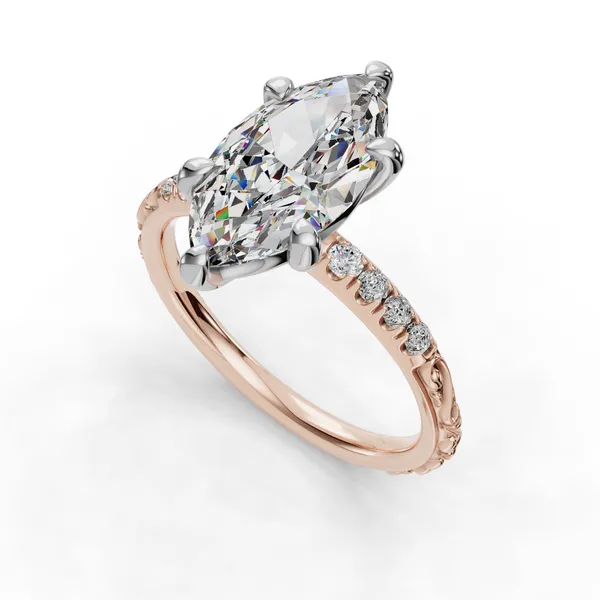18K Rose Gold Marquise Engagement Ring Setting SVS Fine Jewelry Oceanside, NY