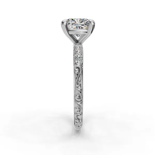 18K White Gold Cushion Engagement Ring Setting Image 3 SVS Fine Jewelry Oceanside, NY