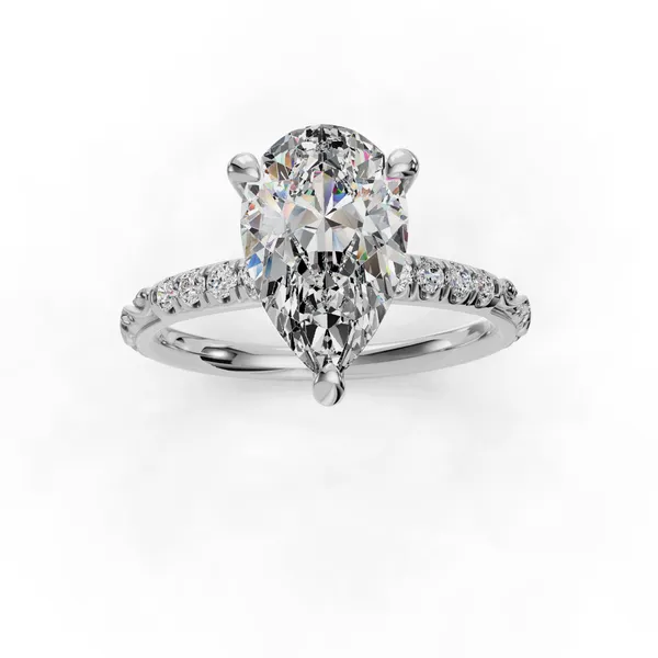18K White Gold Pear Engagement Ring Setting Image 4 SVS Fine Jewelry Oceanside, NY