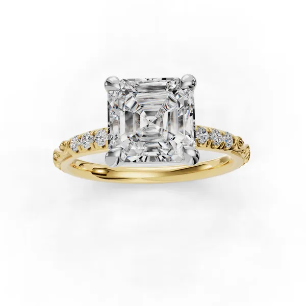 18K Yellow Gold Asscher Engagement Ring Setting Image 4 SVS Fine Jewelry Oceanside, NY