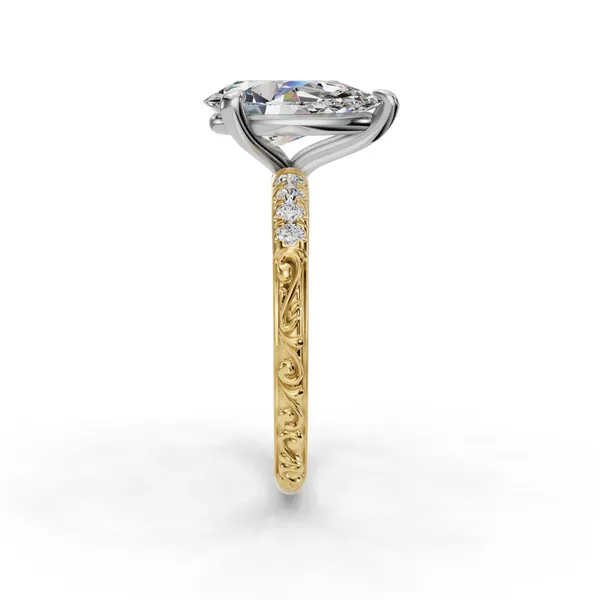 18K Yellow Gold Pear Engagement Ring Setting Image 3 SVS Fine Jewelry Oceanside, NY