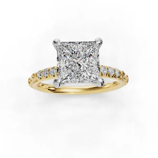 18K Yellow Gold Princess Engagement Ring Setting Image 4 SVS Fine Jewelry Oceanside, NY