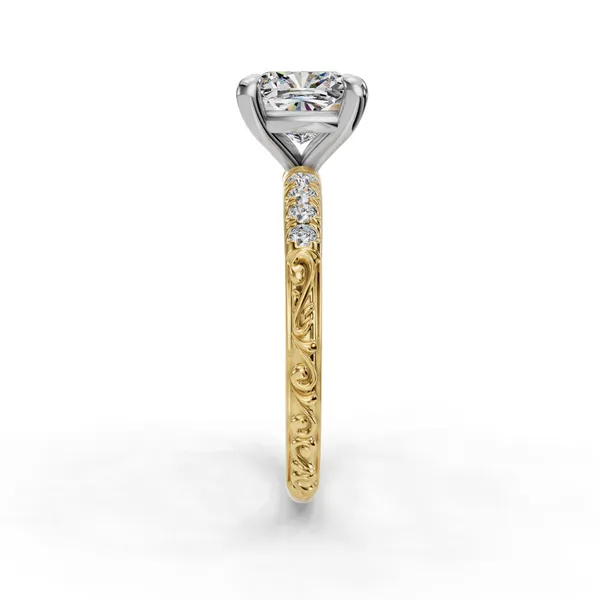 18K Yellow Gold Cushion Engagement Ring Setting Image 3 SVS Fine Jewelry Oceanside, NY