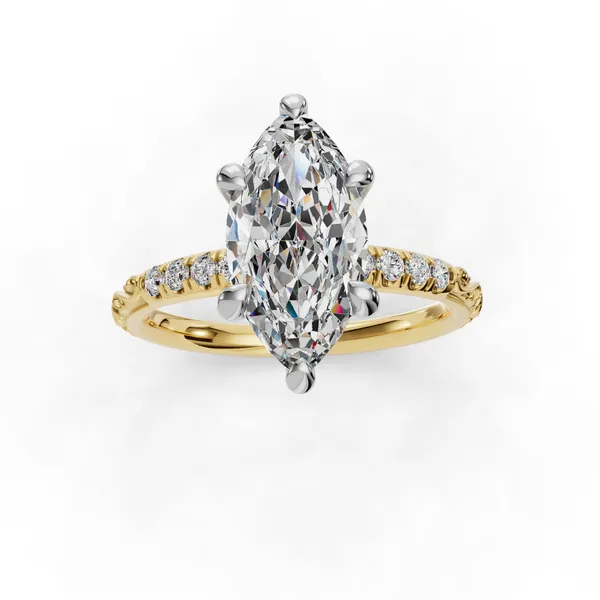 18K Yellow Gold Marquise Engagement Ring Setting Image 4 SVS Fine Jewelry Oceanside, NY