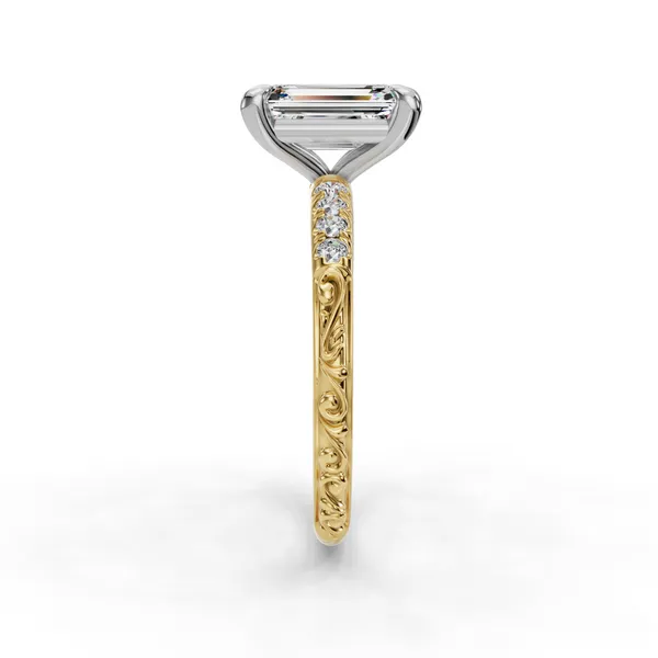 18K Yellow Gold Emerald Engagement Ring Setting Image 3 SVS Fine Jewelry Oceanside, NY