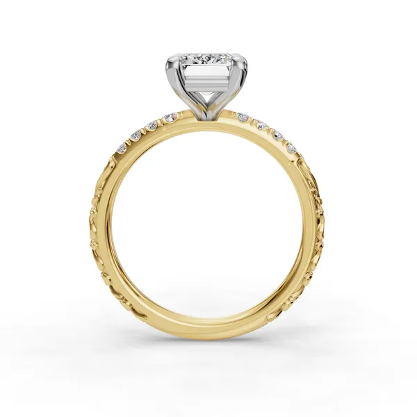 18K Yellow Gold Emerald Engagement Ring Setting Image 2 SVS Fine Jewelry Oceanside, NY