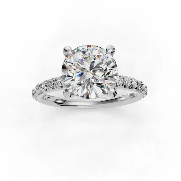Platinum Round Engagement Ring Setting Image 4 SVS Fine Jewelry Oceanside, NY