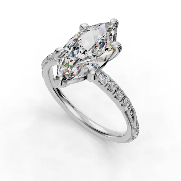 Platinum Marquise Engagement Ring Setting SVS Fine Jewelry Oceanside, NY
