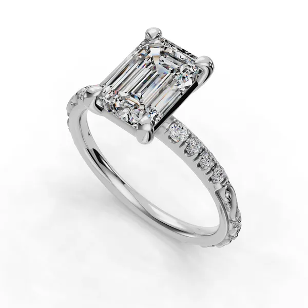 Platinum Emerald Engagement Ring Setting SVS Fine Jewelry Oceanside, NY