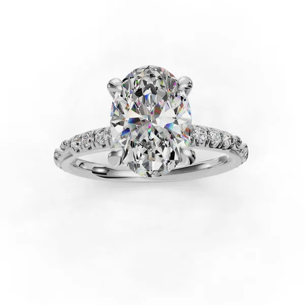 Platinum Oval Engagement Ring Setting Image 4 SVS Fine Jewelry Oceanside, NY
