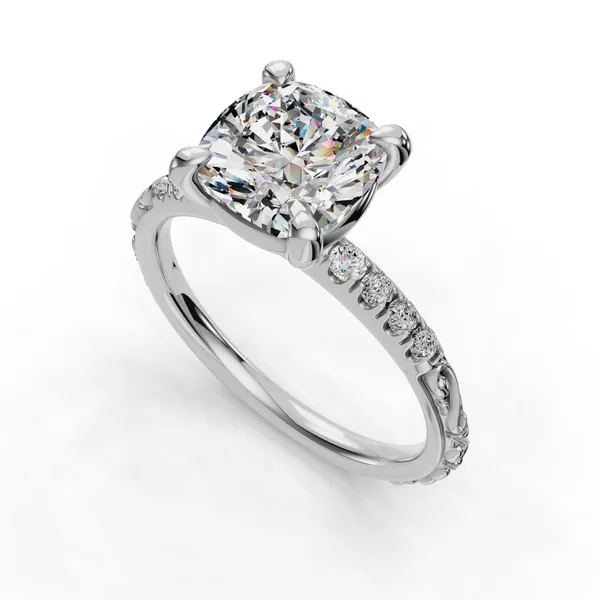 Platinum Cushion Engagement Ring Setting SVS Fine Jewelry Oceanside, NY