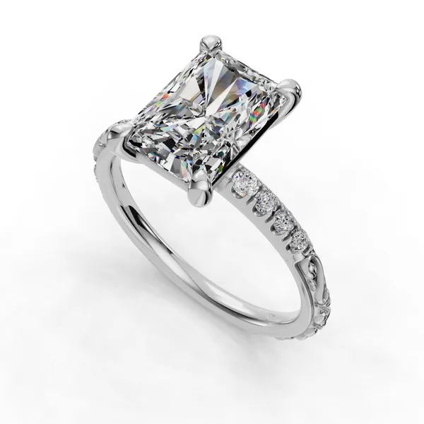 Platinum Radiant Engagement Ring Setting SVS Fine Jewelry Oceanside, NY