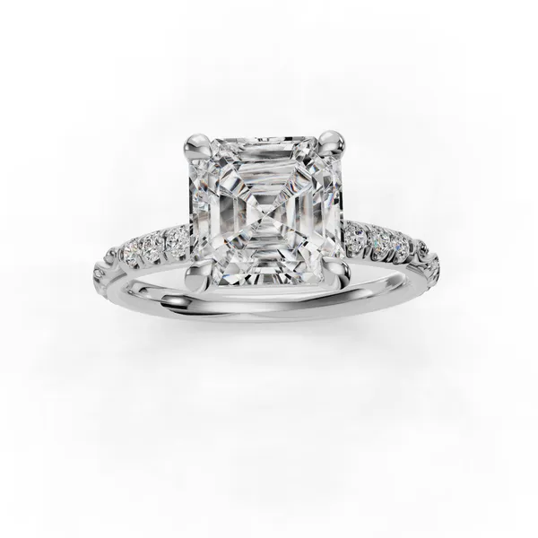Platinum Asscher Engagement Ring Setting Image 3 SVS Fine Jewelry Oceanside, NY