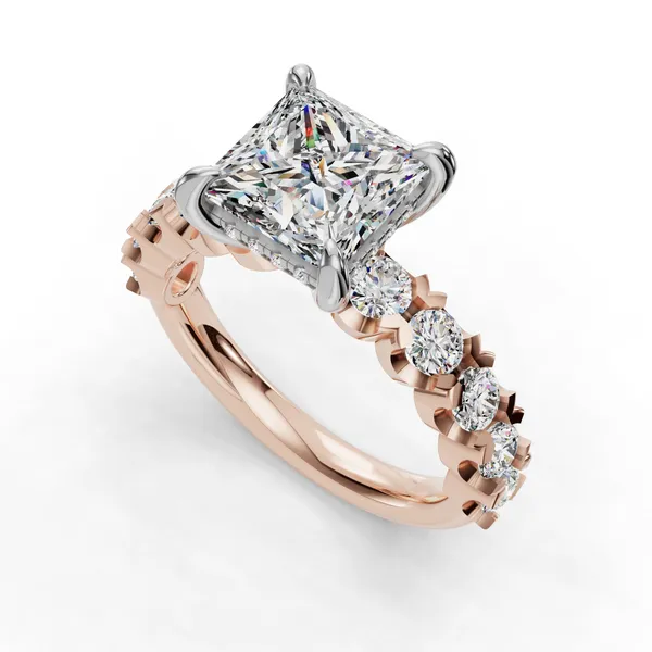 14K Rose Gold Princess Engagement Ring Setting SVS Fine Jewelry Oceanside, NY