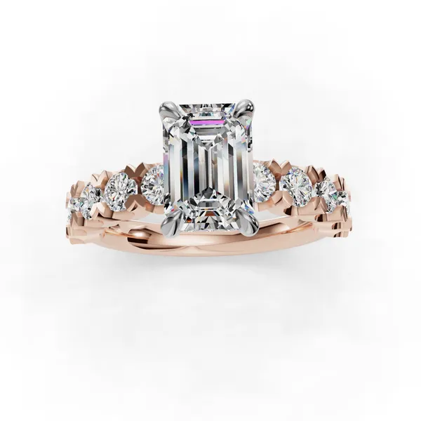 14K Rose Gold Emerald Engagement Ring Setting Image 4 SVS Fine Jewelry Oceanside, NY