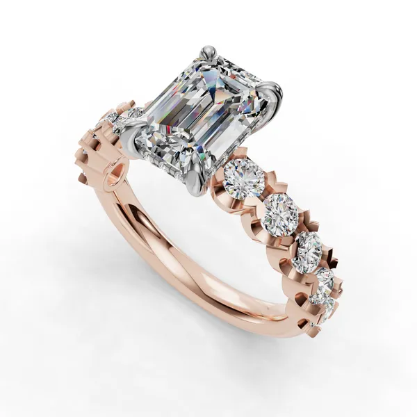 14K Rose Gold Emerald Engagement Ring Setting SVS Fine Jewelry Oceanside, NY