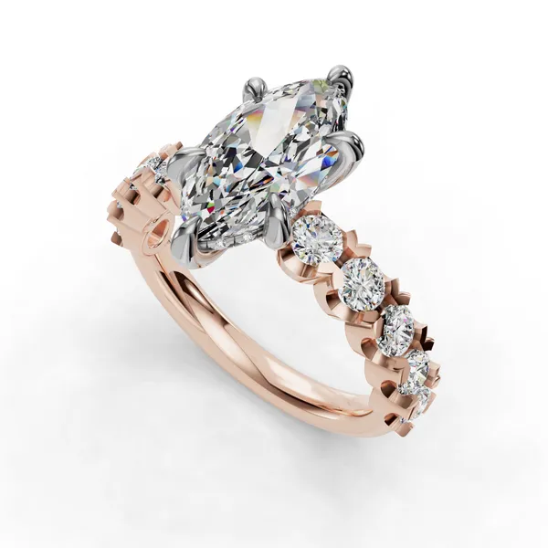 14K Rose Gold Marquise Engagement Ring Setting SVS Fine Jewelry Oceanside, NY