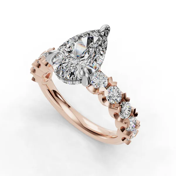 14K Rose Gold Pear Engagement Ring Setting SVS Fine Jewelry Oceanside, NY