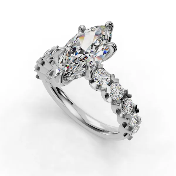 14K White Gold Marquise Engagement Ring Setting SVS Fine Jewelry Oceanside, NY