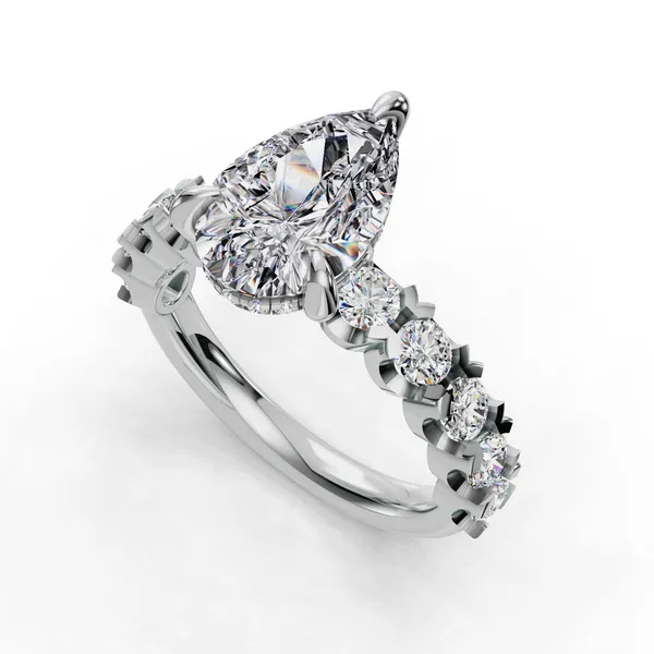 14K White Gold Pear Engagement Ring Setting SVS Fine Jewelry Oceanside, NY