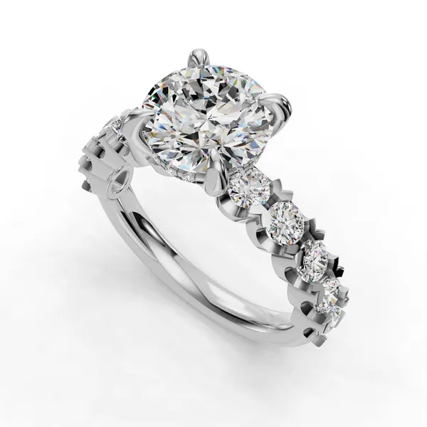 14K White Gold Round Engagement Ring Setting SVS Fine Jewelry Oceanside, NY