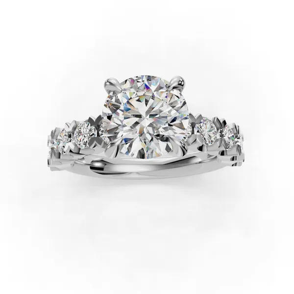 14K White Gold Round Engagement Ring Setting Image 4 SVS Fine Jewelry Oceanside, NY