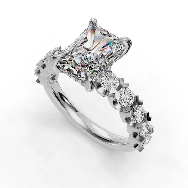 14K White Gold Radiant Engagement Ring Setting SVS Fine Jewelry Oceanside, NY