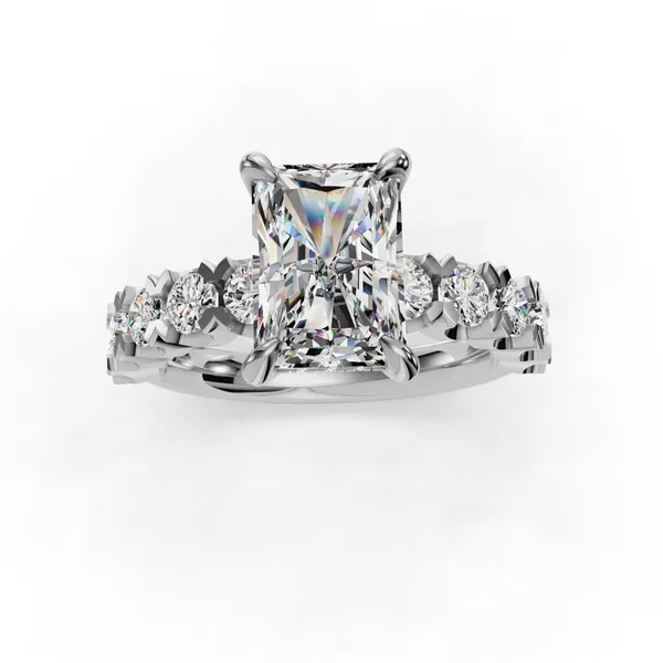 14K White Gold Radiant Engagement Ring Setting Image 4 SVS Fine Jewelry Oceanside, NY