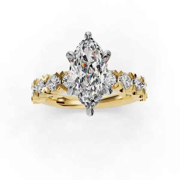 14K Yellow Gold Marquise Engagement Ring Setting Image 4 SVS Fine Jewelry Oceanside, NY