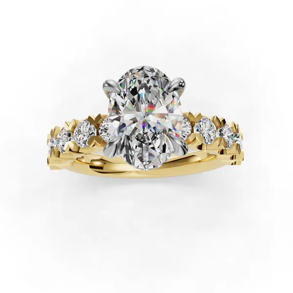 14K Yellow Gold Oval Engagement Ring Setting Image 4 SVS Fine Jewelry Oceanside, NY