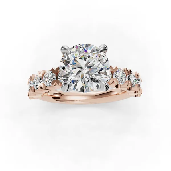 18K Rose Gold Round Engagement Ring Setting Image 4 SVS Fine Jewelry Oceanside, NY