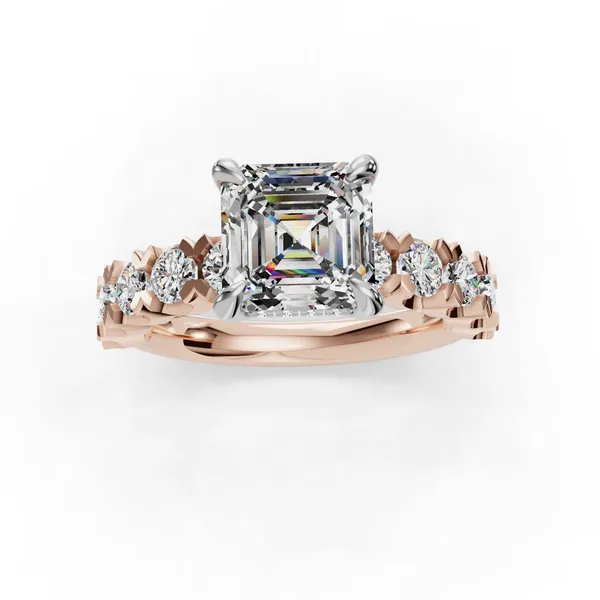 18K Rose Gold Asscher Engagement Ring Setting Image 4 SVS Fine Jewelry Oceanside, NY