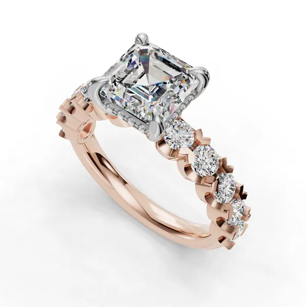18K Rose Gold Asscher Engagement Ring Setting SVS Fine Jewelry Oceanside, NY