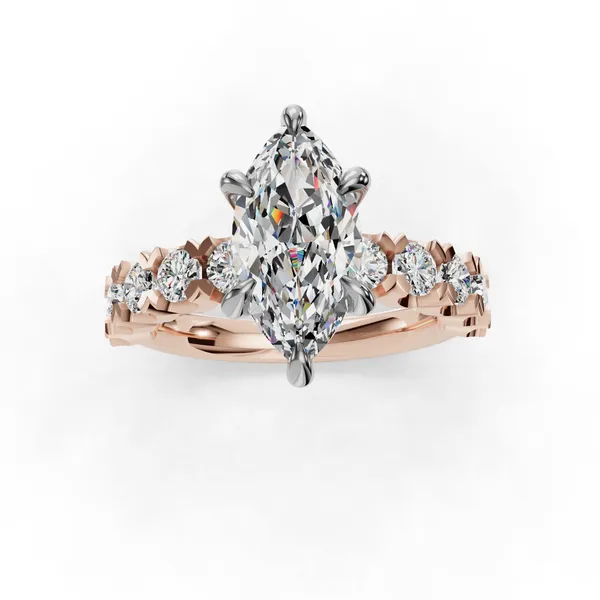 18K Rose Gold Marquise Engagement Ring Setting Image 4 SVS Fine Jewelry Oceanside, NY